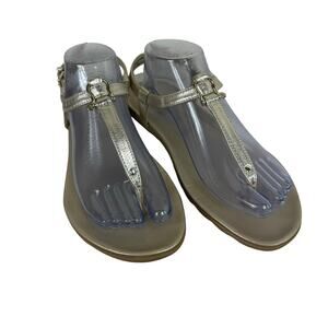 Sperry Top Sider Gold Buckled Ankle Strap Flat Flips Flop Sandals Size 9.5